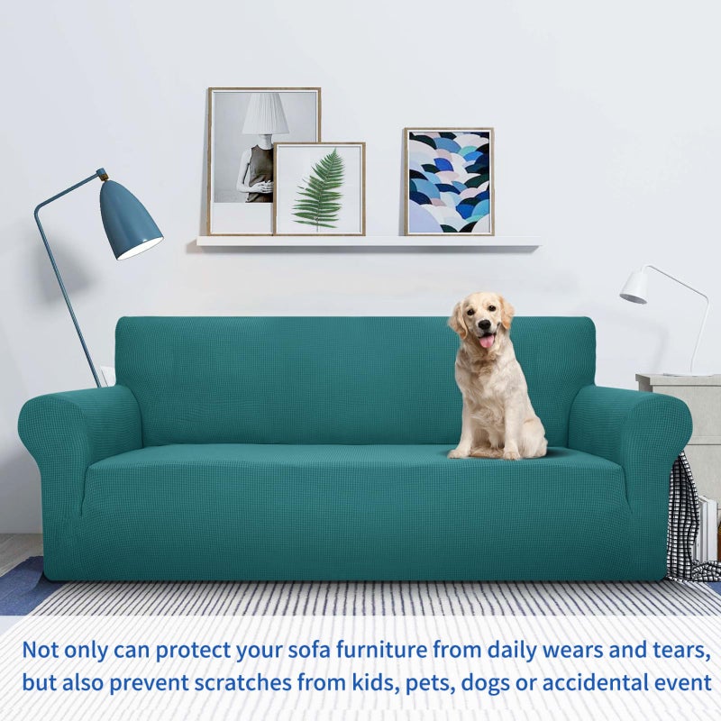 MAXIJIN Stretch Chair Cover Chair Slipcovers with Arms, 1-Piece Couch Sofa Chair Covers for Living Room, Non Slip Armchair Cover (31"-46") Furniture Protector Dogs Pet Friendly (Chair, Peacock Teal) - Image 5